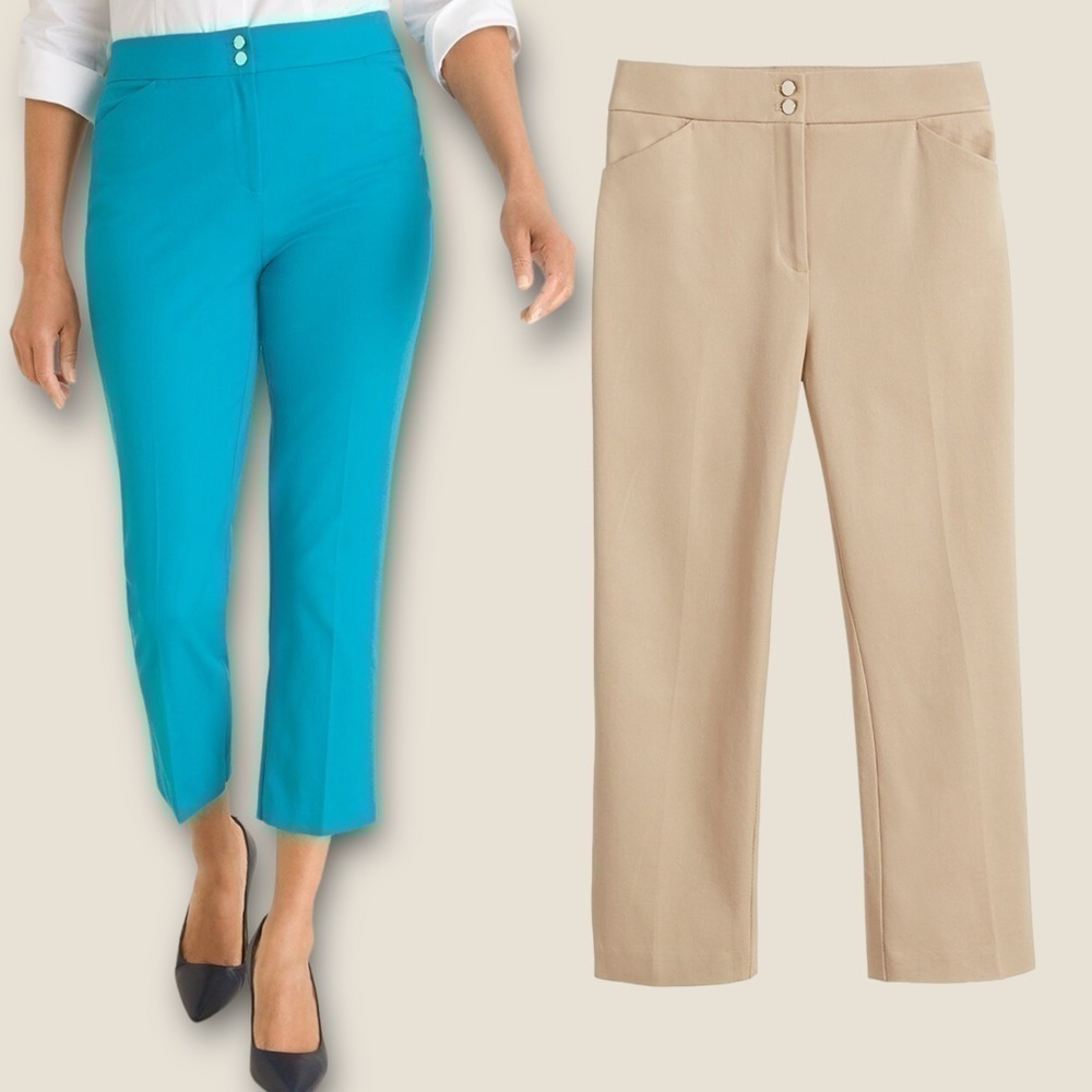 Chico’s Secret Stretch Straight-Leg Crops Beige 2